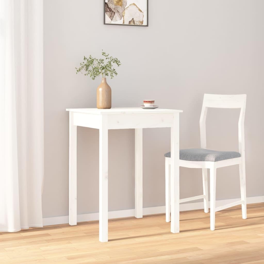 Stół do jadalni, biały, 55 x 55 x 75 cm, lite drewno sosnowe, stabilny stół kuchenny, mały stół do jadalni, wytrzymały drewniany stół do jadalni i kuchni, rustykalny styl