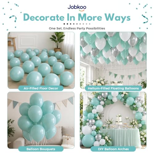 Image of Jobkoo Pearl Teal Balloons, 12 Inch Pearl Turquoise Aqua Blue Latex Balloon