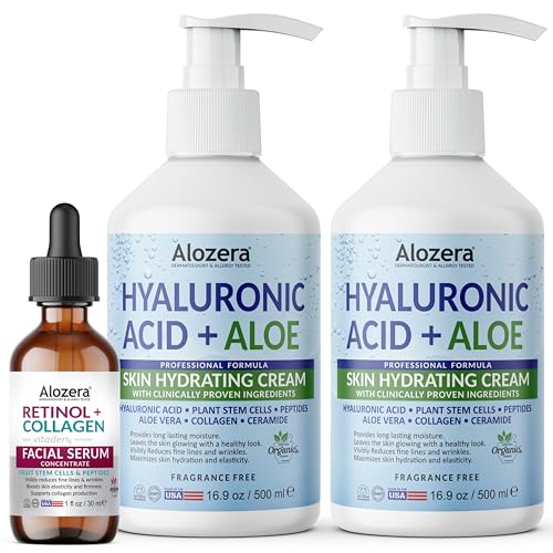 Hyaluronic Acid Body Lotion 2 Pack & Retinol Collagen Serum Bundle