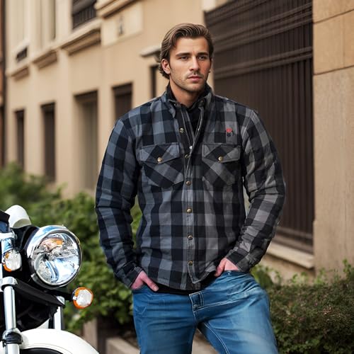 RIDERACT Motorcycle Flannel Shirts Mens Aramid Fiber Reinforced Motorbike Riding Armored Shirt Protective Gear Biker Jacket - Image 4