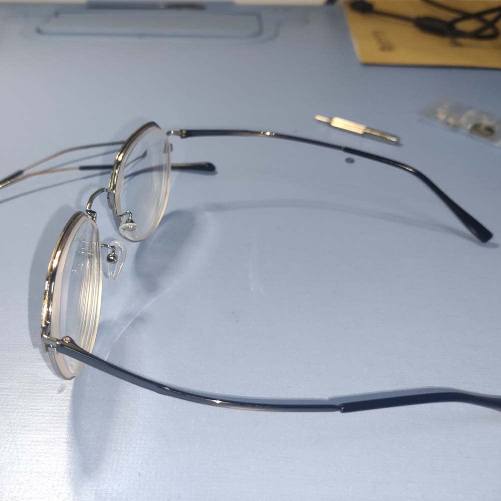 Brillenbügel aus Metall, Ersatzteile, doppelter Zahnabstand 1 mm, Reparatur von Sonnenbrillenrahmen, Paar, Grau