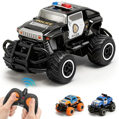 Pup Go Coche Teledirigido Niños 3 Años, RC Coche De Juguete, Fuerte, Sensible, Coche de Policía Mini Coche Teledirigido Niña, Moto Camion Radio Control de Coches Juegos Niños 4 5 6 7 Años(Negro)