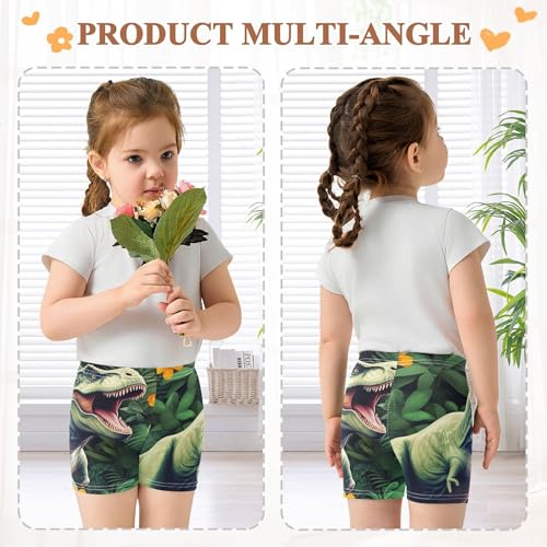 Joisal Cotton Shorts for Under Dress Cute Green Dinosaur Toddler Girl Biker Shorts 4t Summer Outfits4