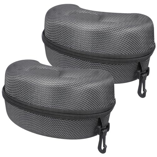 Gogogmee 2pcs Extra Large Eyewear Case for Ski Goggles and Sunglasses Shockproof Goggles Box with Zip Closure for Outdoor Sports Includes Sturdy Hook