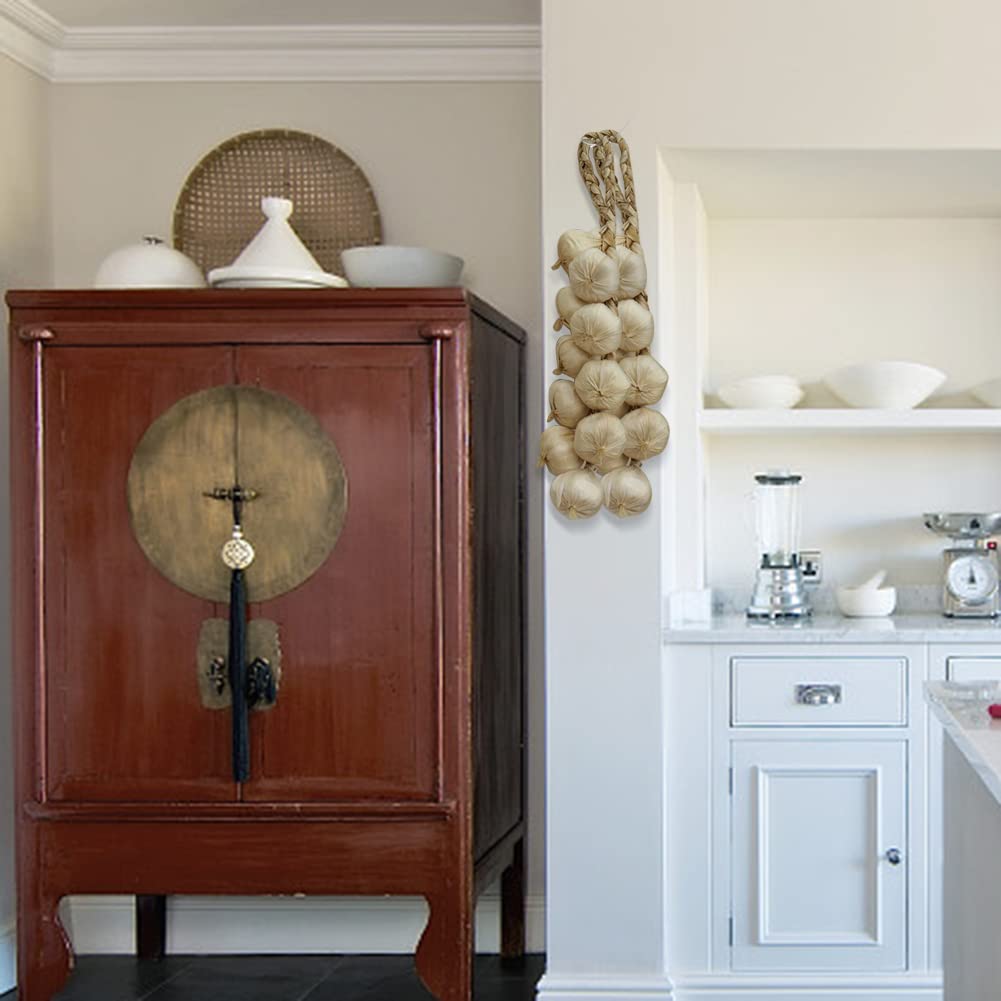 Artificial Garlic String, 2 Pack Lifelike Fake Garlic Hanging String White Garlic Artificial Vegetables, Purple Garlic Artificial Garlic Decoration Photography Props Home Decor