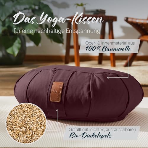 #DoYourYoga Zafu Halbmondkissen »Ganesh« mit Bio-Dinkelspelz (KBA) waschbarer Bezug | 45 x 30 x 14 cm | Meditations-, Sitz… – Ansicht 2