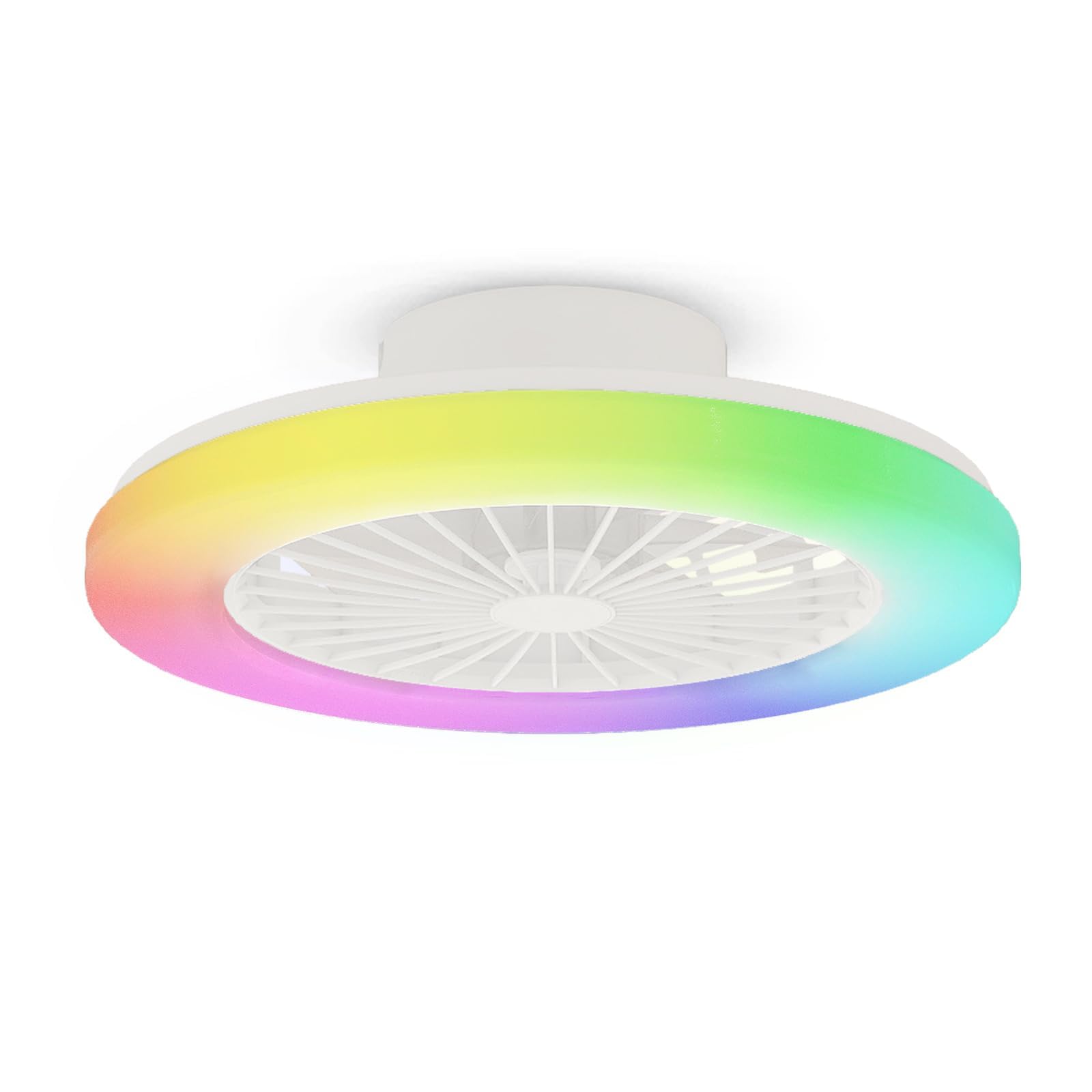 BKZO Modern LED Ceiling Light with Fan, RGB Ceiling Fan Lights, 6 Ventilation speeds, infinitely dimmable Light for Living Room, Bedroom, Office, 3000-5500 K,(White 48CM RGB) — image 1