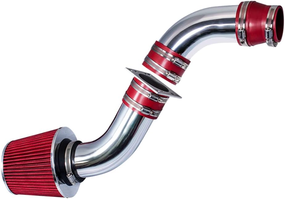 RSG CHROME PIPE with RED Short Ram Intake Kit with Filter Compatible For 98-01 Ford Ranger/Mazda B2500 2.5L L4