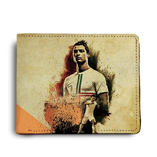 Image of Cristiano Ronaldo CR7 Printed Pu Leather Wallet for Men's /Boy's, Beige, Casual