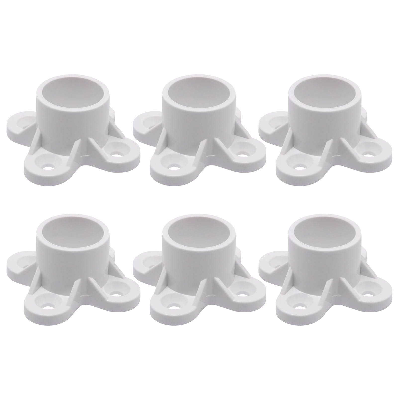 of 6 PVC Pipe Flange Caps with Mounting Holes Flange Cover Set for Storage Shelves & Table Legs PVC Rod Holder Fittings Easy Install Pipe Flanges