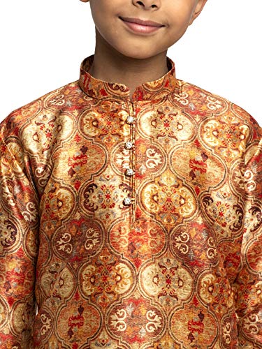Image of KRAFT INDIA Boys Silk Print Kurta Churidar