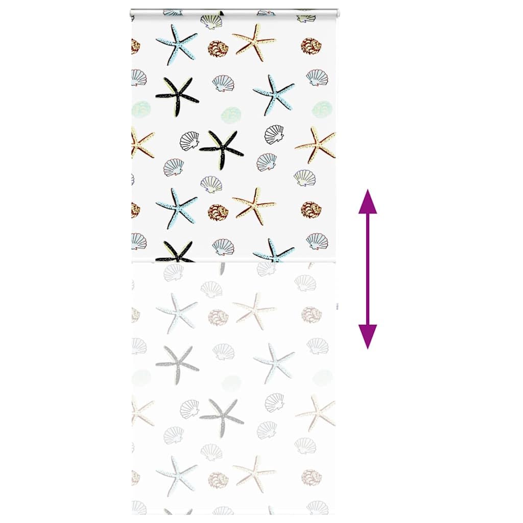 Store Enrouleur de Douche avec Cassette Motif crustacés en PEVA Largeur Tissu 106 cm Hauteur 240 cm avec Accessoires Montage sécurité Enfant pour Salle de Bain intimité Protection Solaire