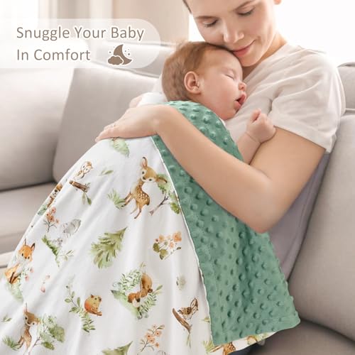 Image of BORITAR Baby Blanket for Boys Girls Super Soft Double Layer Minky with Dotted Backing, Lovely Woodland Animal Design Blanket for Toddler Newborn 30 x 40 Inch(75x100cm)