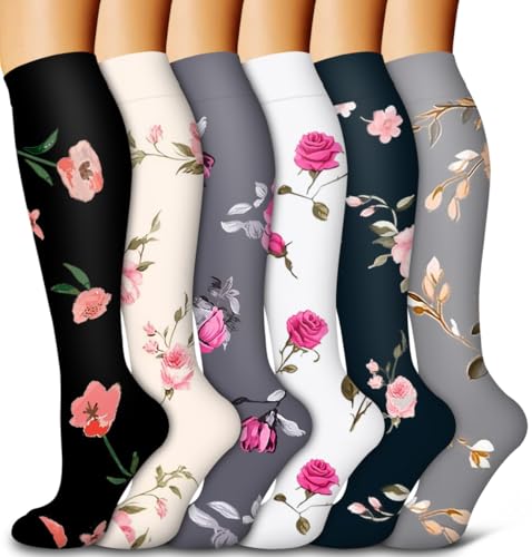 Image of Bluemaple 6 Pack Copper Compression Socks for Women and Men Circulation-Best Support for Medical, Running,Nursing,Athletic
