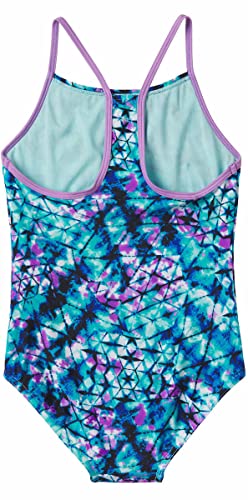 Image of Speedo Girls Thin Strap One Piece Swimsuit (as1, Alpha, s, Regular, Deep Aqua /Purple)