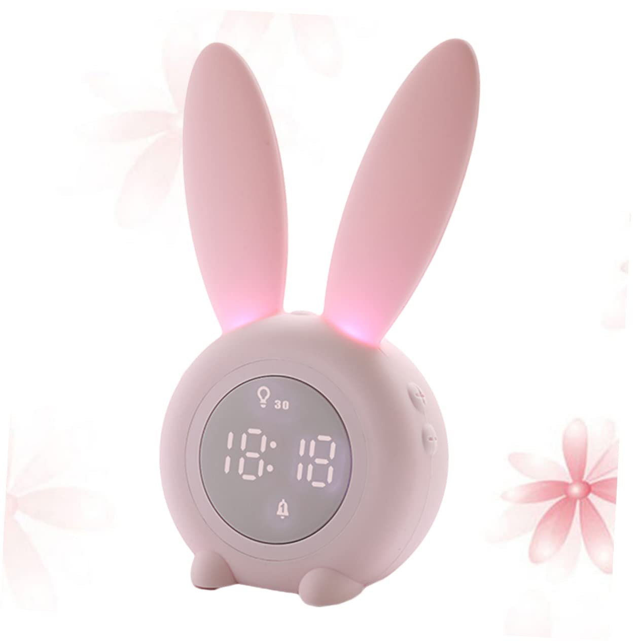Despertador Lindo de Escritorio con Luz LED Nocturna, Orejas de Conejo