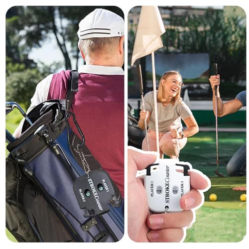 2 Stück Golf Ergebnis Zähler, Golf Scorer Zähler mit 2 Karabiner golf Ergebnis Indikator Handzähler zähler Spieler Schlagzähler mit Schlüsselkette für 2 Players Score Counters (Schwarz und Weiß)