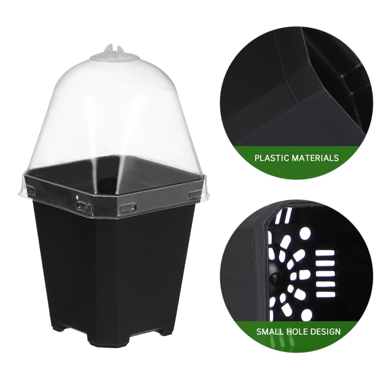 Juego de 10 Mini maceteros para Interior, con Tapa para Cactus, Plantas suculentas, alféizar de la Ventana, Invernadero, de plástico, para Plantas, sembrado y Hierbas ()