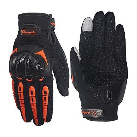 LKN 1 Pair Motorbike Riding Gloves Full Finger Motorcycle Sports Mountain Bike Protection Gloves (XL, Orange) Cover