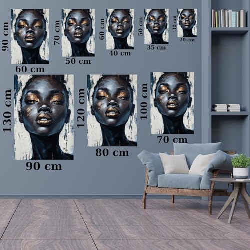 Portrait femme or noir toile texturee art africain elegant - 3