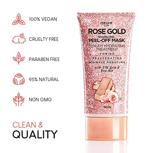 Azure Cosmetics 689513270010 Azure Rose Gold Hydrating Peel Off Face Mask- Dermatologist Tested thumb #4