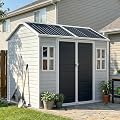 Restland 8x6 FT Resin Storage Shed with Floor Large Outdoor Shed Waterproof Plastic Garden Sheds for Patio, Backyard, Lawn