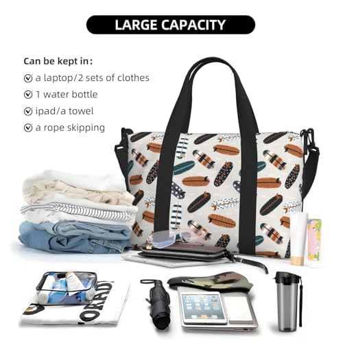Summer Surf Boards Large Laptop Tote Travel Work Bag For Women Men Gym Beach Bag For Women Crossbody Carry On Shoulder Bag With Compartments Zipper,Overnight Weekender Bags4