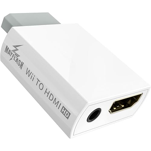 MAYFLASH Wii to HDMI Converter 1080P for Full HD Device, Wii HDMI Adapter with 3,5mm Audio Jack&HDMI Output Compatible with Wii, Wii U, HDTV, Monitor-Supports Wii Display Modes 720P, NTS