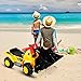 Giantex Ride On Bulldozer Truck for Kids, Excavator Digger Construction Vehicles, Pretend Play Sliding Tractor, w/ Multiple Sounds, Push Bucket, Low Seat, Anti-Skid Tires, Front Loader Ride-On Large