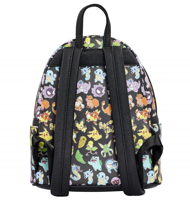 Loungefly Pokemon Multi Character All Over Print Mini Backpack, Black/Charcoal, Taglia unica3