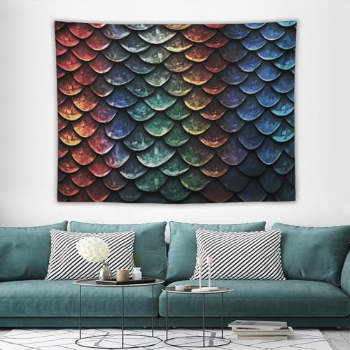 Tapisserie murale écailles de dragon large couverture murale douce esthétique pour chambre