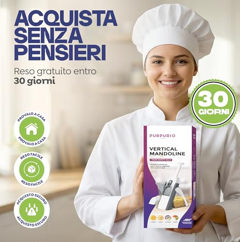 Purpurio Katana Pro 10 In 1™ Mandolina Per Verdure Professionale - Affettatrice Manuale Verticale Con Lame In Acciaio Inox - Taglia Verdure Con Spessore Regolabile - Mandolino Affetta Ortaggi (Grigio) - 8