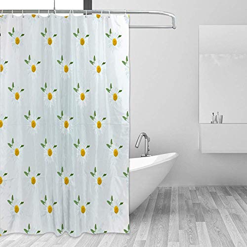 Rideau de douche polyester avec crochets pour salle de bain motifs fleurs colorées - 5