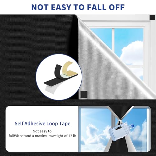 Portable Blackout Curtains, 100% Blackout Window Shades & Blinds for Windows with Hook & Loop Tapes - Easy to Cut to Fit Bedroom, Baby Room, and TV Room（40"x57"）- Black - image 6