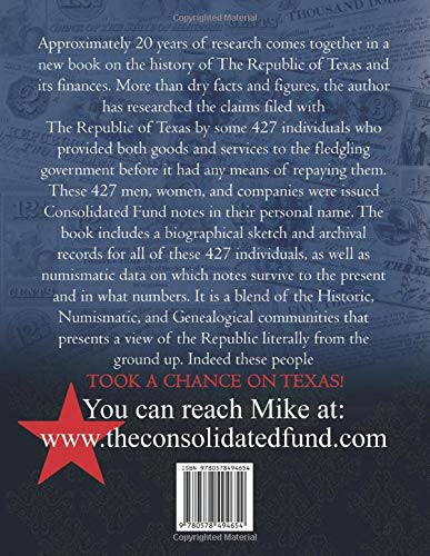 THEY TOOK A CHANCE ON TEXAS: THE STORY OF THE CONSOLIDATED FUND OF TEXAS      Paperback – May 10, 2019