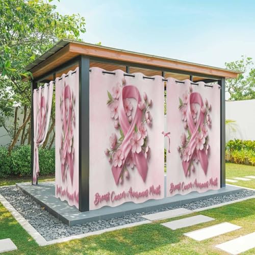 Pink String Outdoor Curtains for Patio Waterproof, Grommet Outdoor Privacy