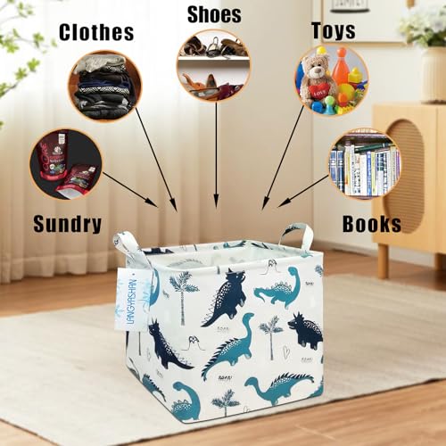Image of Square Storage Baskets Children Shelves Gift Toy Organizer Room Dinosaur | Laundry Hamper Collapse Canvas with Handles for Organizing Home Kitchen Children Toys Office Closet Shelf