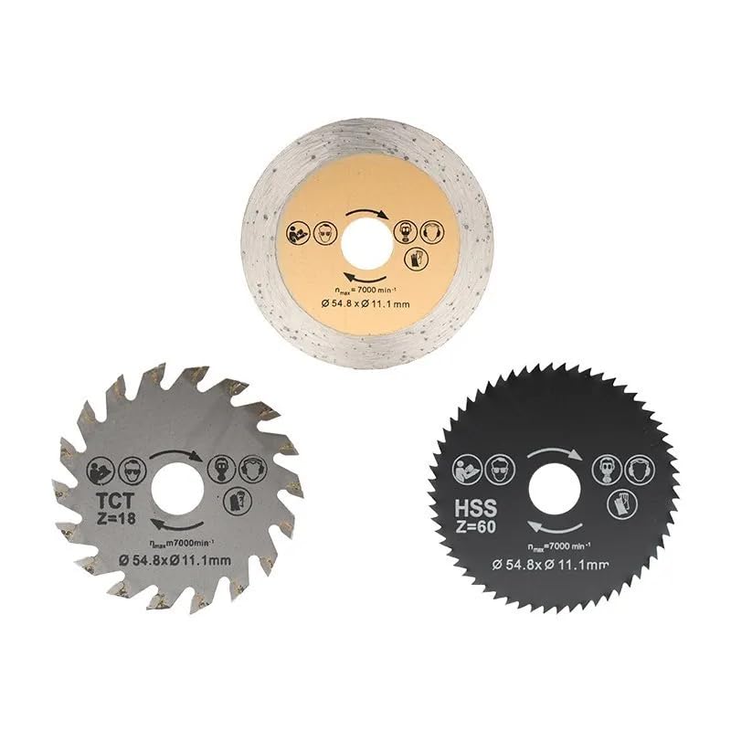 LYVQZPWLRDiamentowa płyta cięcia, Miniaturowa tarcza tnąca do piły tarczowej 54,8 x 11,1 mm 30/60T Tarcza tnąca do metalu, plastiku, ceramiki, drewna, brzeszczot do piły do ​​obróbki drewna, 3 szt. 54