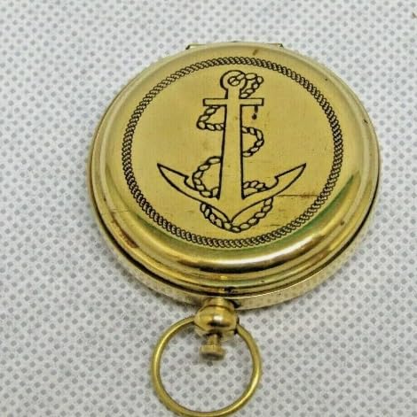 Brújula de Bolsillo Náutica de Latón con Grabado de Ancla miniatura 2