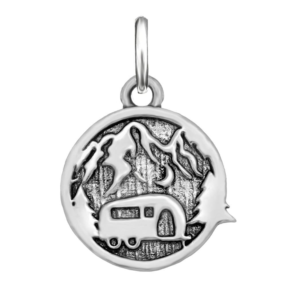 Real 925 Sterling Silver Camping Car Pendant Charm Camper Vacation Travel RV Outdoor Camp BBQ Lover Fit Necklace And Bracelet