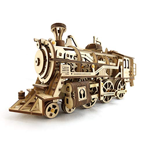 Shape28 Wooden 3D Puzzles Toys Wood Train Puzzle Steam Engine Kit for Adults and Children Wooden Train Kits to Build Model Locomotive Kits Wood Mechanical Puzzle - Brainteaser Kit