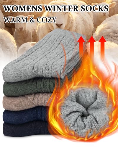 Image of Loritta Wool Socks for Women, Winter Warm Hiking Boot Socks Gifts