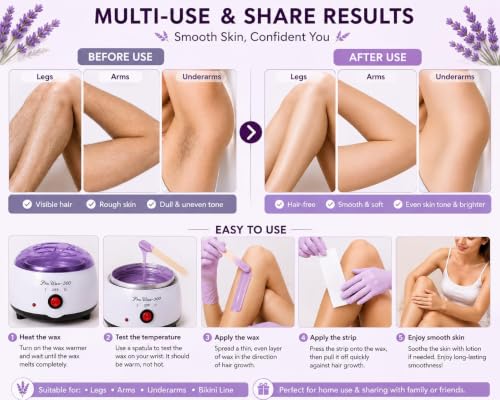 Image of Hair Removal Wax Kit Wax Heater Machine Combo 100gm Brazilian Stripless Formula for Face & Body with Spatula, Ideal for Upper Lips, Chin, Cheeks, Hairline, Bikini & Legs, Automatic Heating (Wax heater + Wax kit)