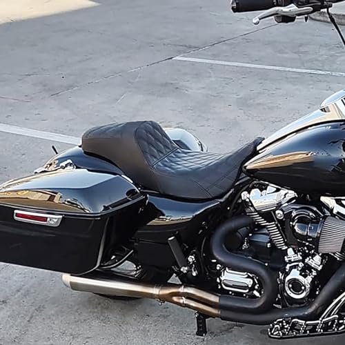 HDBUBALUS Two Up Motorradsitz vorne hinten Fahrer Beifahrersitz Fit für Harley Touring 2009-2023 Schwarz