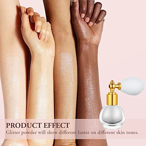 AOOWU Glitzer Spray, Glitterspray für Face und Body, Glitzer Haarspray Make-up Sparkle Puder Kosmetik Shimmer Highlighter, Powder Glitzer Spray Haare Körper für Weihnachten Rave Party(Silber)
