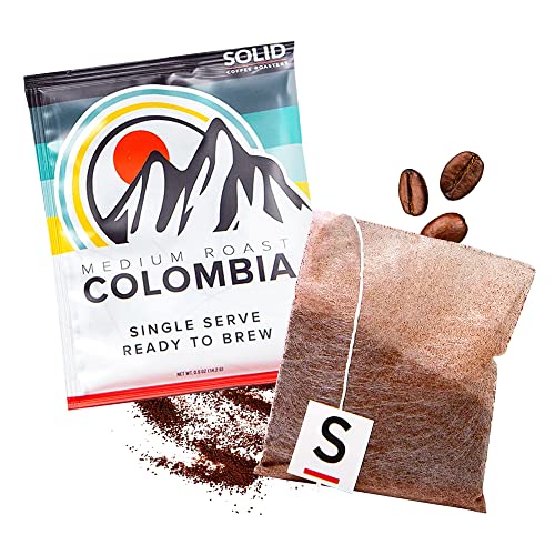 filtered coffee bags - Colombia Medium Roast Coffee Tea Bags, Single Serve Coffee in Tea Bags for On-the-Go Brew, Cold Brew Bags Alternative to Instant Coffee Packets, Single Origin, Box of 10 - SOLID Coffee Roaster’s