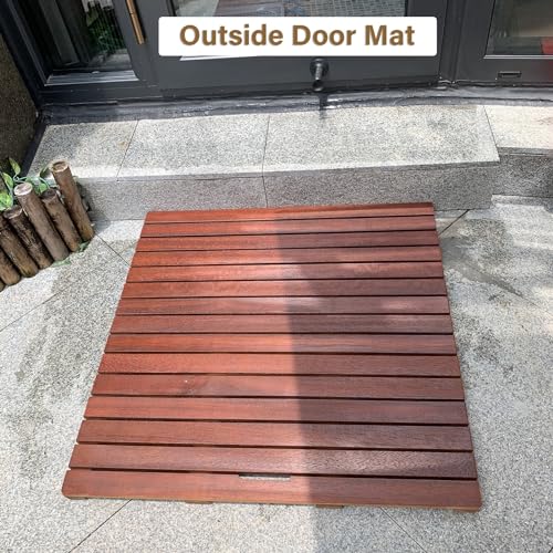 Tapis de bain en bois massif 40x61 cm antidérapant avec lattes pour douche
