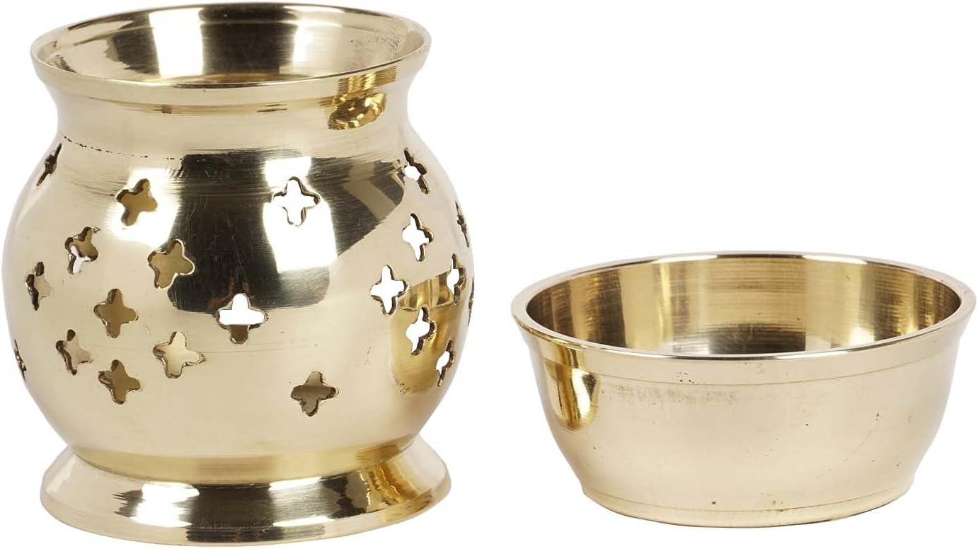 Brass Golden Oil Burner Aromatherapy Oil Warmer Home Decorations Tea Light Candle Essential Oils Aroma Diffuser