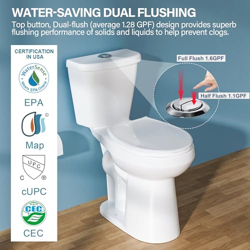 21-Inch-Tall-Toilet-for-Seniors-Extra-High-Toilet-Comfort-Bowl-Height-Toilets-Seat-Height-22-Two-Piece-Dual-Flush-1116-GPF-12-Rough-In-White-for-Small-Bathroom 21 Inch Tall Toilet for Seniors Extra High Toilet Comfort Bowl Height Toilets Seat Height 22 Two Piece Dual Flush 1116 GPF 12 Rough In White for Small Bathroom