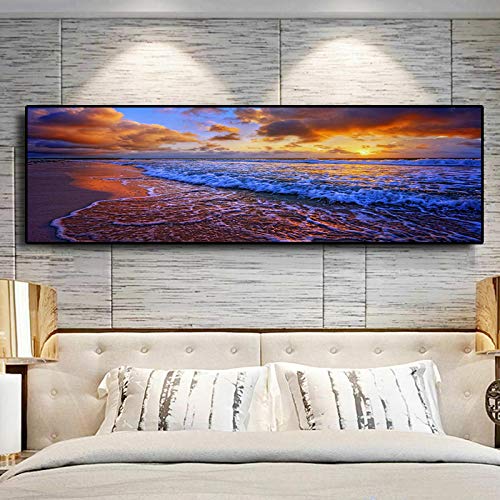 Pintura en lienzo paisaje de puesta de sol cuadro de arte de pared escandinavo sala de estar